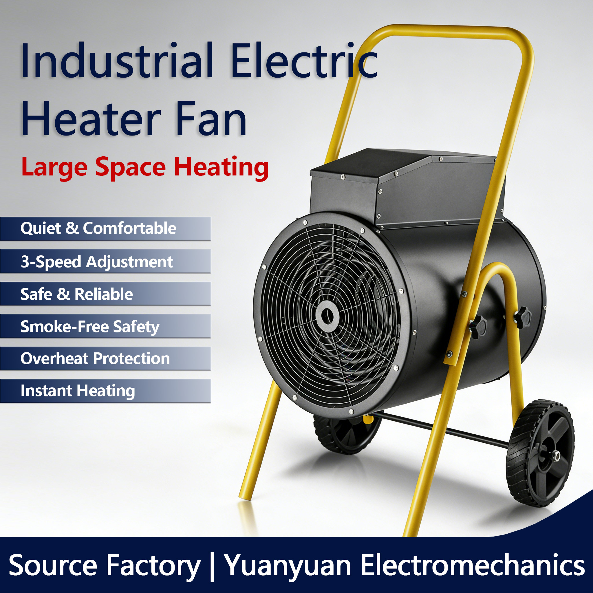 YY-GY15 Industrial Electric Heating Fan Heater, Large-Area Heating, Quiet and Energy-Saving, 3-Speed Adjustment
