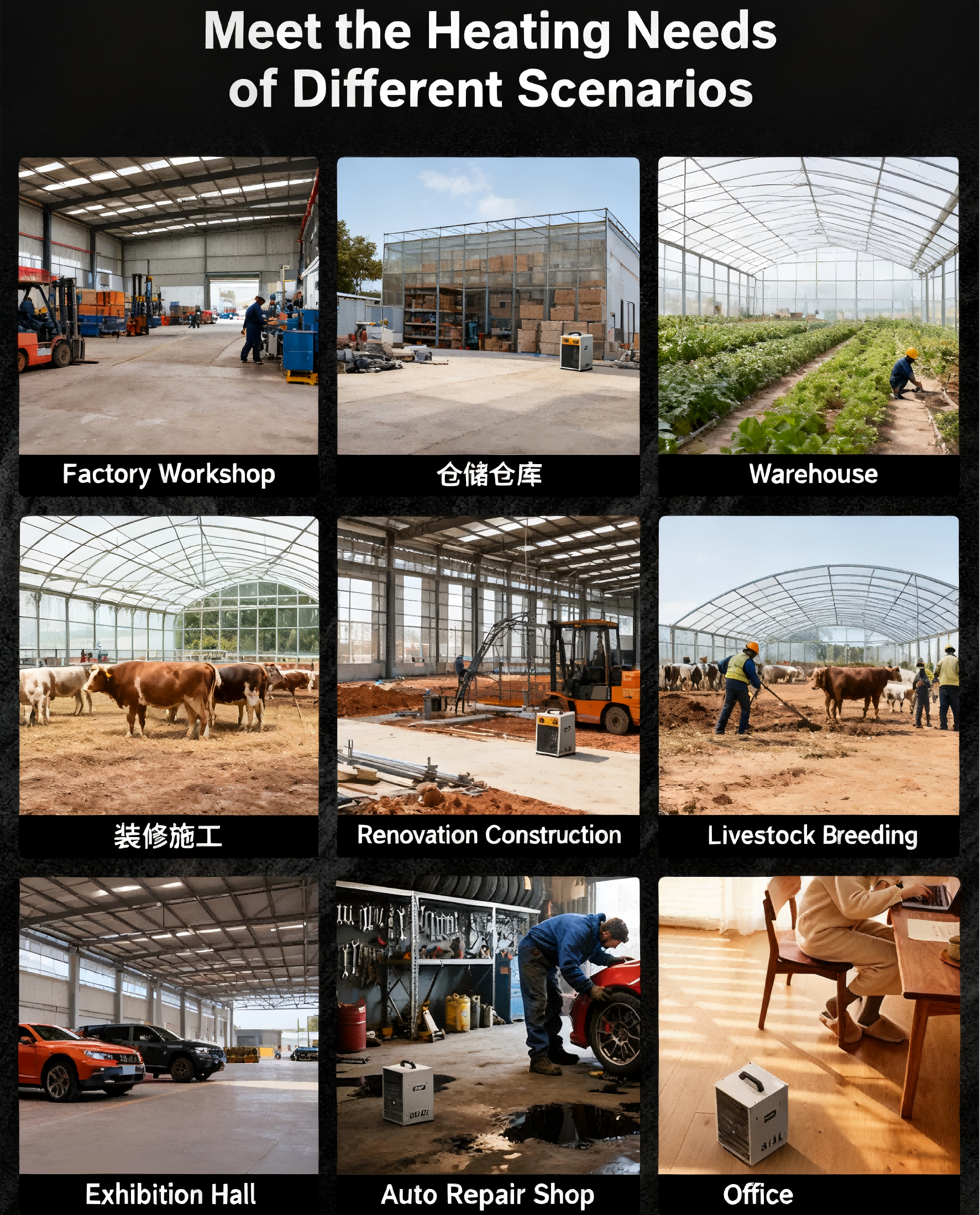 Multi-Power Industrial Electric Heater Constant Temp Heating for Warehouse/Workshop (Portable & Fast-Warming)